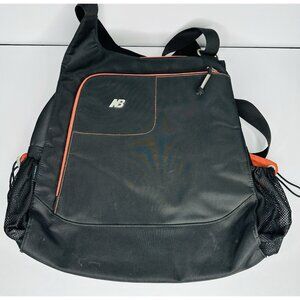 New Balance School Book Bag Tote Double Straps Zippers Many Pockets Black Orange